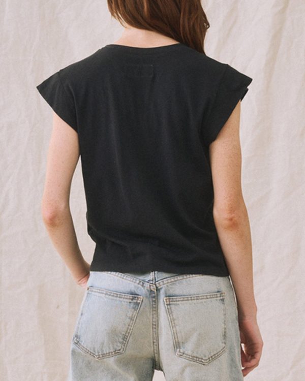 Almost Black Peak Shoulder Tee Online Sale