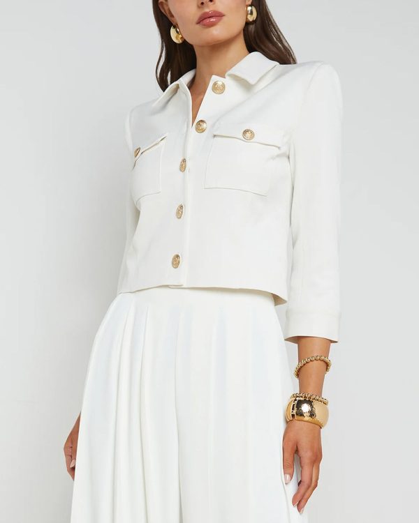 White Kumi Cropped Jacket For Sale