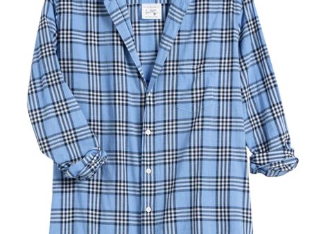 Blue and Navy Plaid Eileen Button Up Shirt For Discount