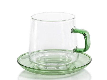 Baglioni Glass Tea and Coffee Cup with Saucer in Green Fashion