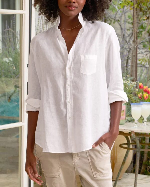 White Linen Eileen Button Up Shirt Online Sale