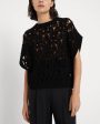 Black Net Knit Capsleeve Top Cheap