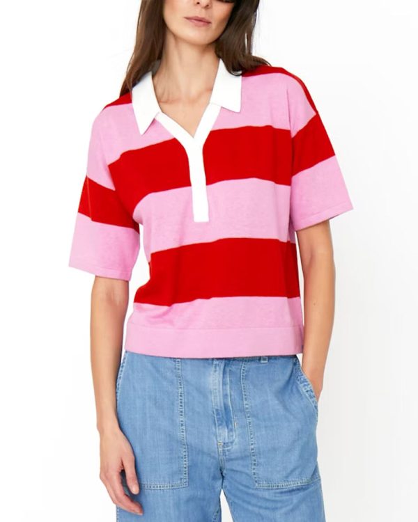 The Buell Polo in Blush and Poppy Stripe Online Hot Sale