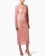 Blush Lace Long Sleeve Midi Dress Fashion