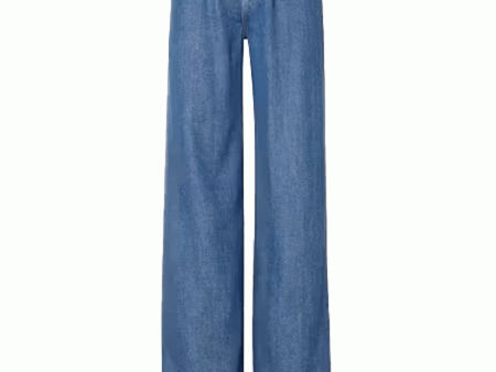 Super Drape Drawstring Wide Leg Jean in Ghost For Sale