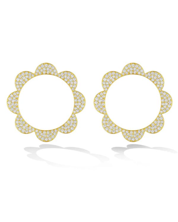 White Diamond Bloom Triplet Stud Earrings For Discount