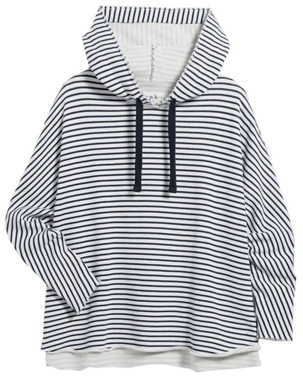 White and British Royal Navy Stripe Kane Capelet Hoodie Online Sale