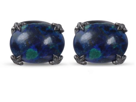 Azurite Malachite and Black Rhodium Cufflinks Online now