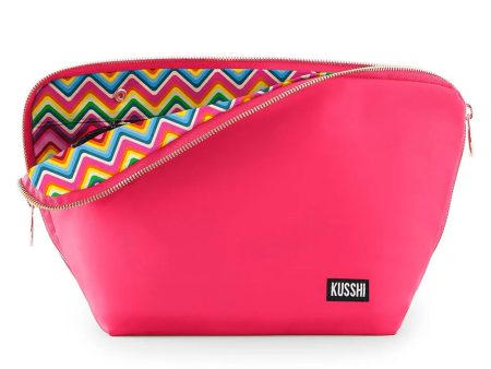 Large Vacationer Makeup Bag in Pink and Chevron Cheap