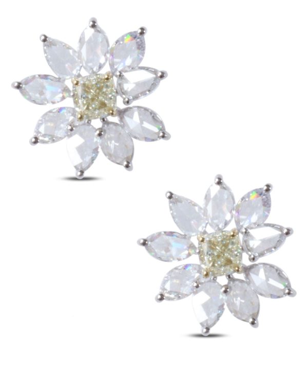 White Diamond Sunflower Studs Fashion