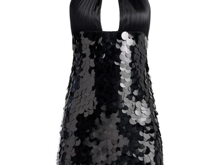 Black Embellished Dedra Mini Dress Online Sale