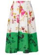 White and Green Sparkle Colorblock Volume Midi Skirt For Discount