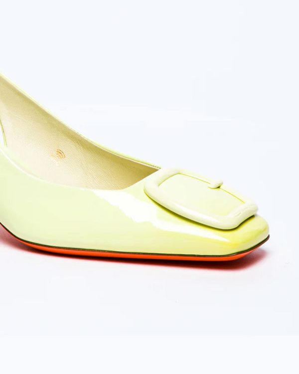 Lemon Slingback Low Block Heel in Yellow on Sale