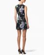 Black Floral Print Sleeveless Mini Dress For Sale