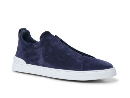 Utility Suede Triple Stitch Sneakers in Blue For Discount