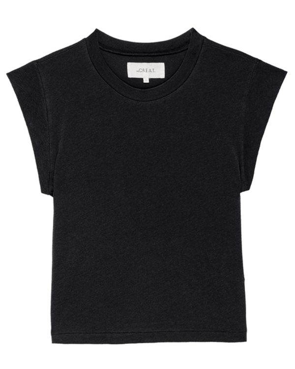 Almost Black Peak Shoulder Tee Online Sale