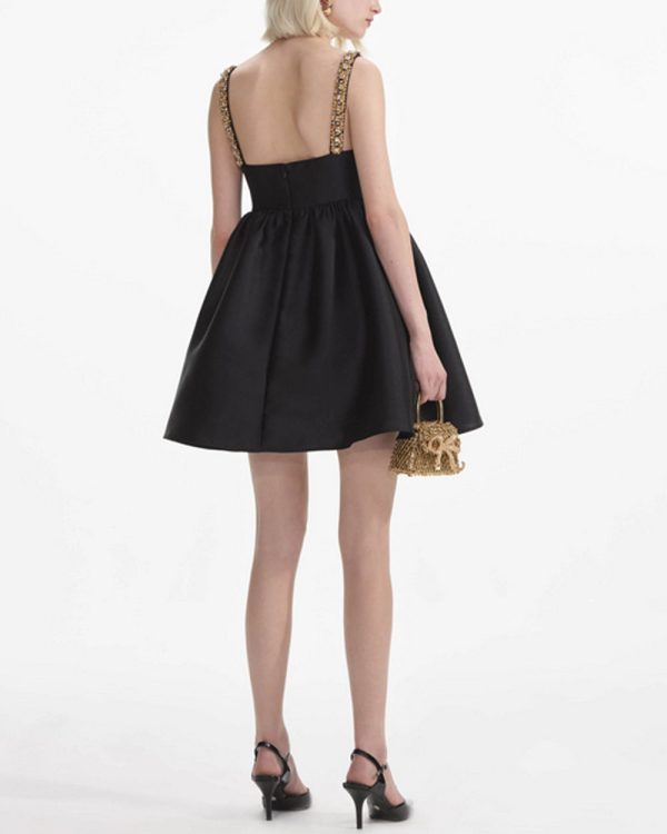 Black Embellished Taffeta Mini Dress Online now