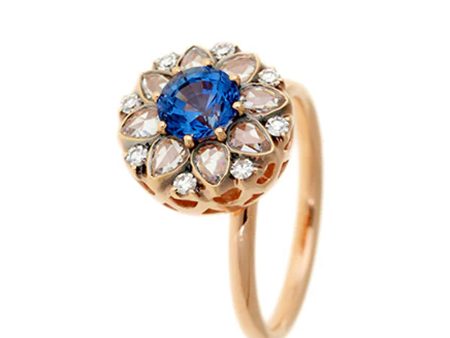 Blue Sapphire and Diamond Beirut Rosace Ring Online now