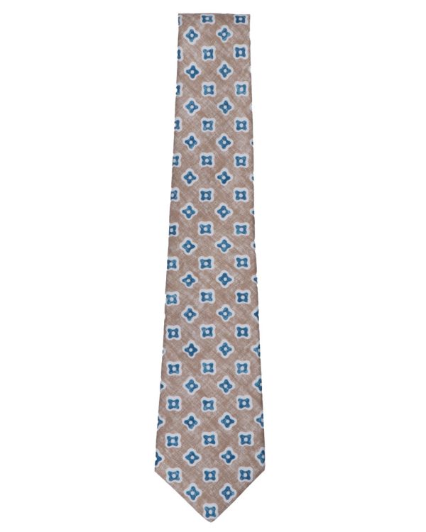 Blue and Tan Floral Tie Online now