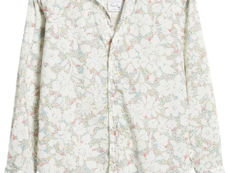 White Tiny Floral Print Frank Button Up Shirt Online Hot Sale