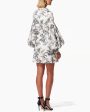 White Botanical Toile Puff Sleeve Shirt Dress Online Hot Sale