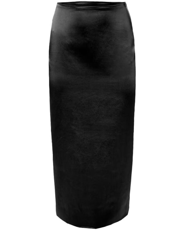 Black Satin Midi Skirt on Sale