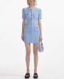 Blue Knit Button Mini Dress Discount