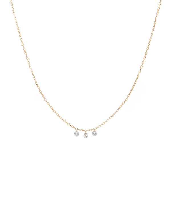 Three Diamond Drop Necklace Online now