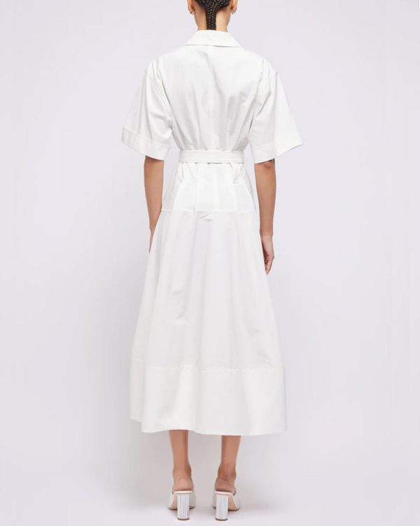 White Belted Deanna Midi Dress For Discount