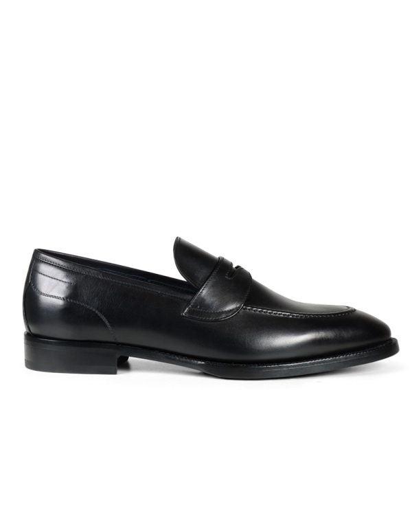 Aviono Leather Dress Loafer in Nero Online Hot Sale