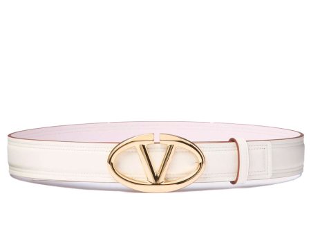 VLogo Moon Reversible Belt in Ivory and Mauve For Discount