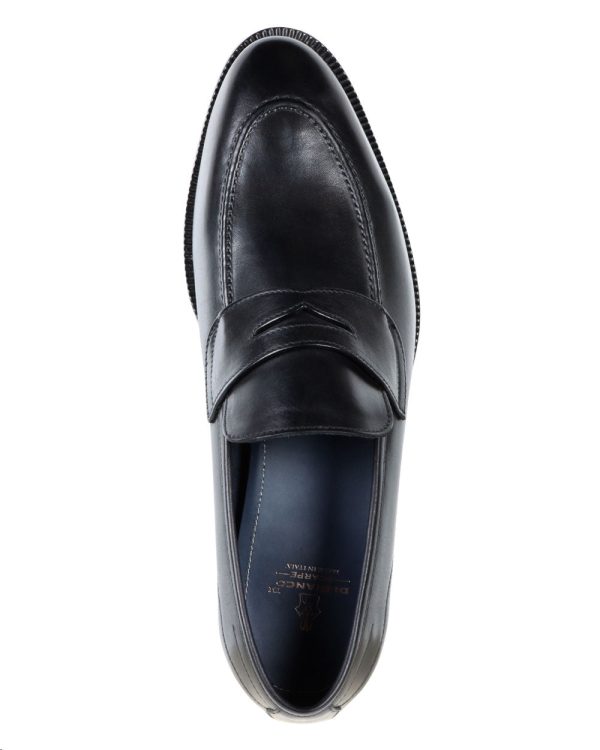 Aviono Leather Dress Loafer in Nero Online Hot Sale