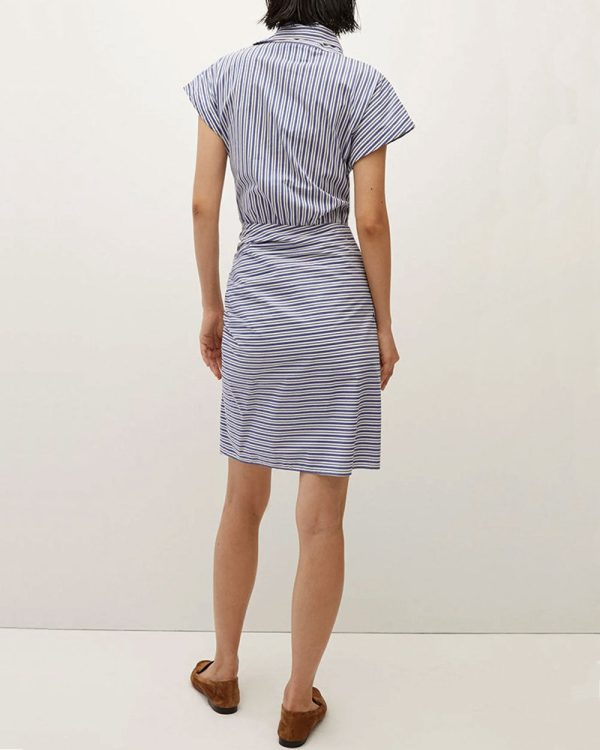 Blue and Off White Stripe Arabel Dress Hot on Sale