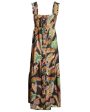 Black Foliage Sleeveless Maxi Dress Cheap