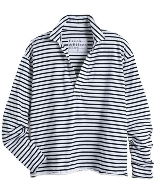 White and British Royal Navy Stripe Patrick Popover Henley For Sale