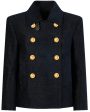 Black Silk Boucle Peacoat Sale