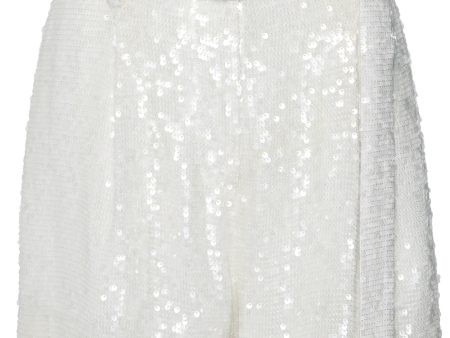 White Sequin Belted Short Online Sale