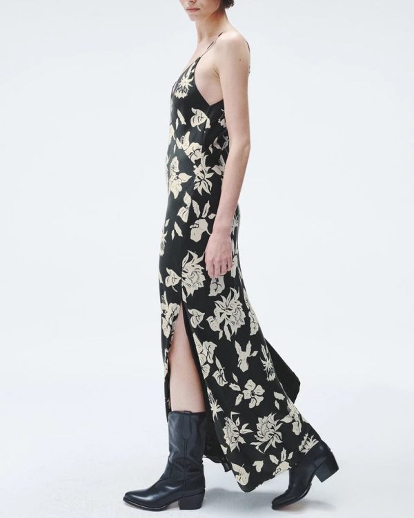 Black Floral Print Larissa Dress For Discount