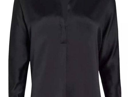 Black Band Collar Blouse Cheap