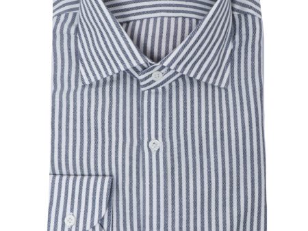 White and Blue Striped Dress Shirt Discount