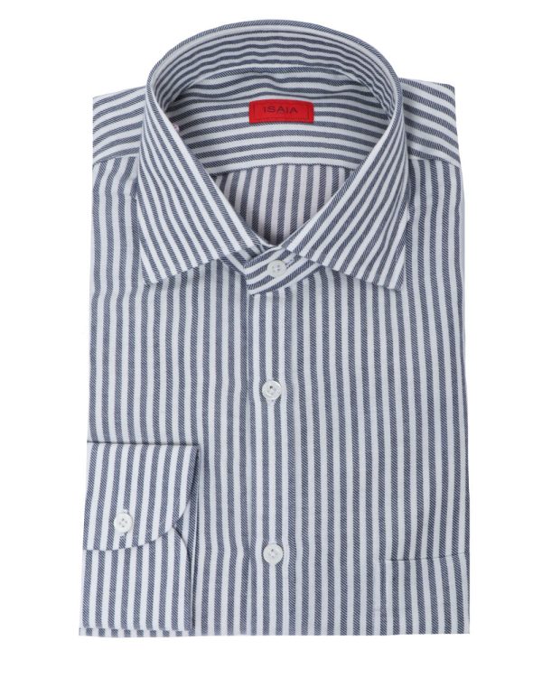 White and Blue Striped Dress Shirt Discount