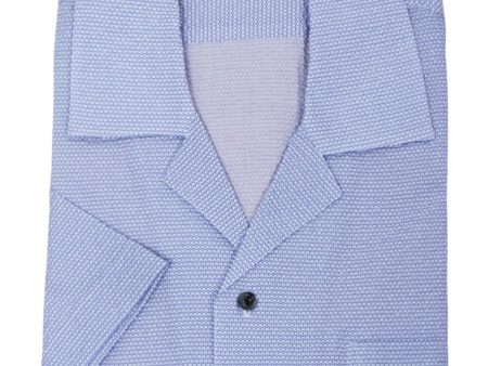 Blue and White Micro Print Shirt on Sale