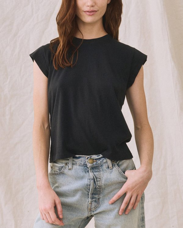 Almost Black Peak Shoulder Tee Online Sale