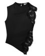 Black Gracie Satin and Lace Sleeveless Top Discount