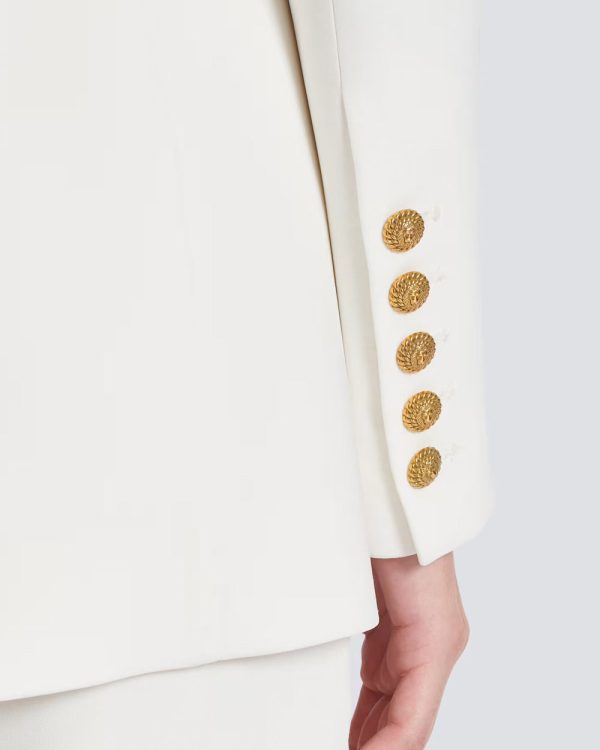 Blanc Crepe Fitted Jacket Online Sale