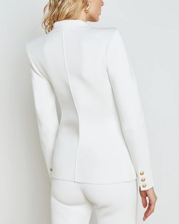 White and Gold Knit Kenzie Blazer Online Hot Sale