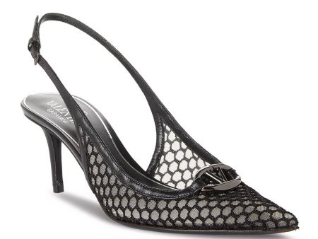 VLogo Medallion Net Slingback in Black Hot on Sale