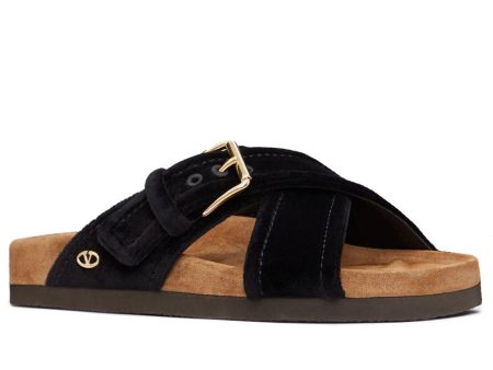 Fussfriend Velvet Sandal in Black Fashion