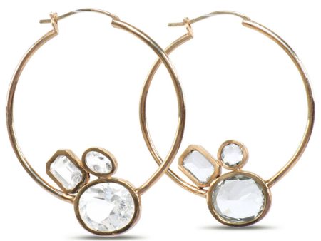 White Topaz Cluster Hoops Online Hot Sale