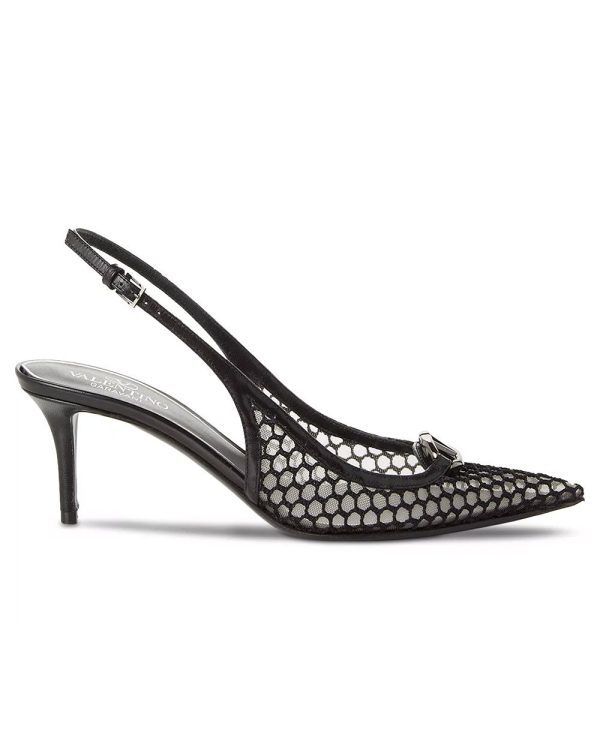 VLogo Medallion Net Slingback in Black Hot on Sale